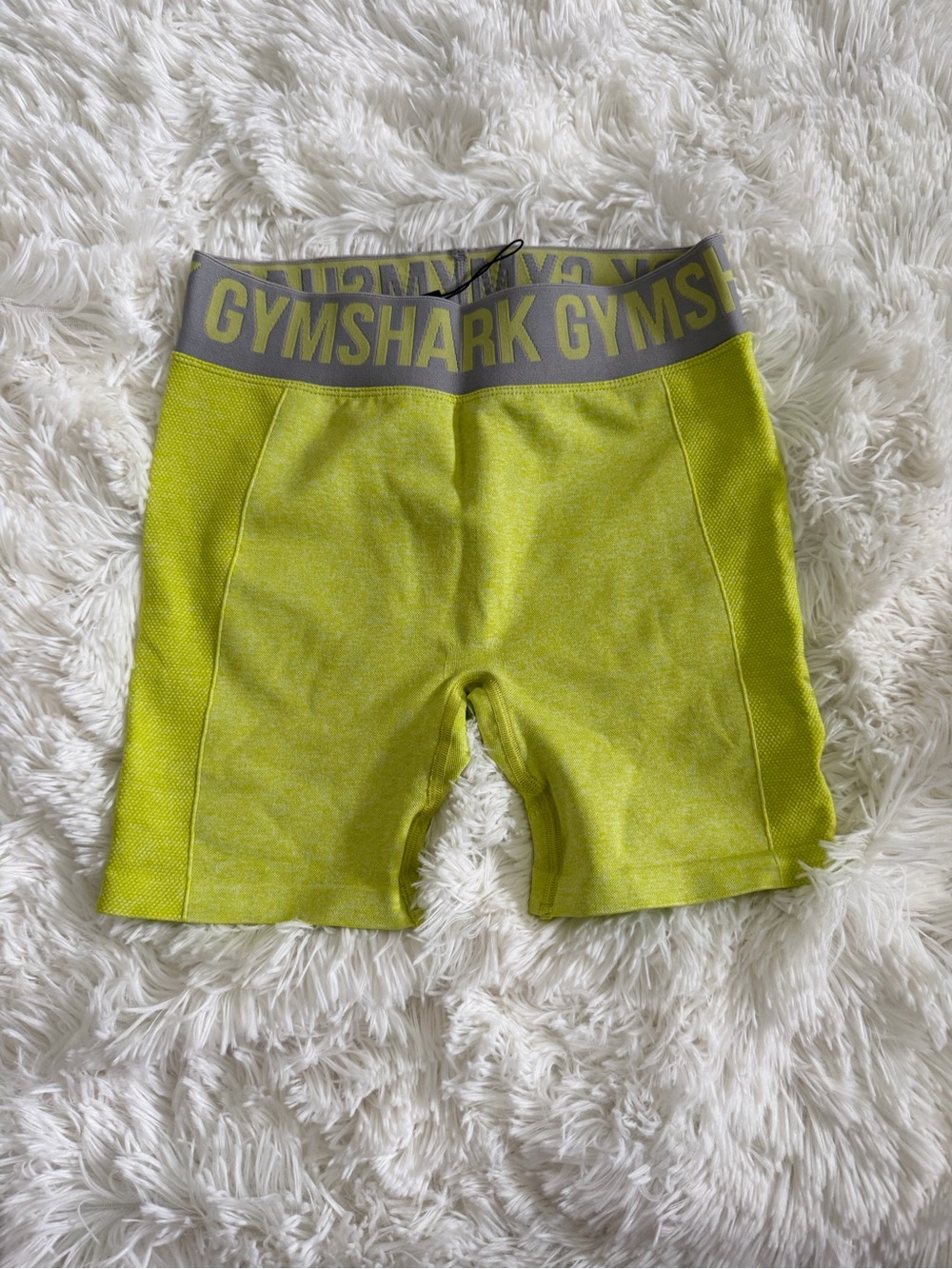 Gymshark Neon Yellow High-Rise Bike Shorts with Reflective Logo